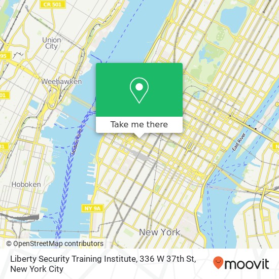 Mapa de Liberty Security Training Institute, 336 W 37th St