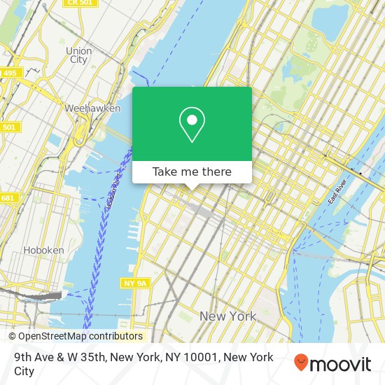 Mapa de 9th Ave & W 35th, New York, NY 10001