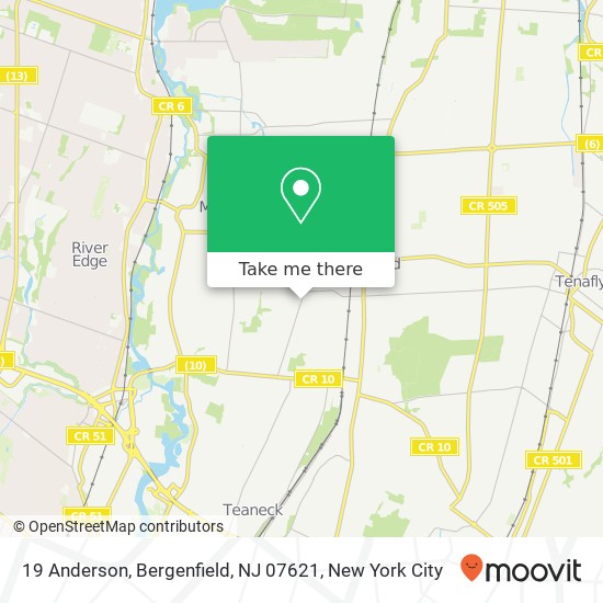 Mapa de 19 Anderson, Bergenfield, NJ 07621