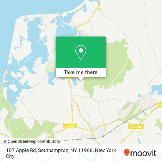 Mapa de 107 Apple Rd, Southampton, NY 11968