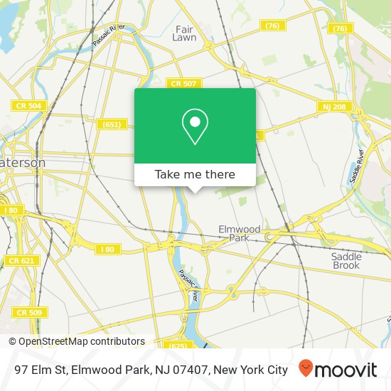 Mapa de 97 Elm St, Elmwood Park, NJ 07407