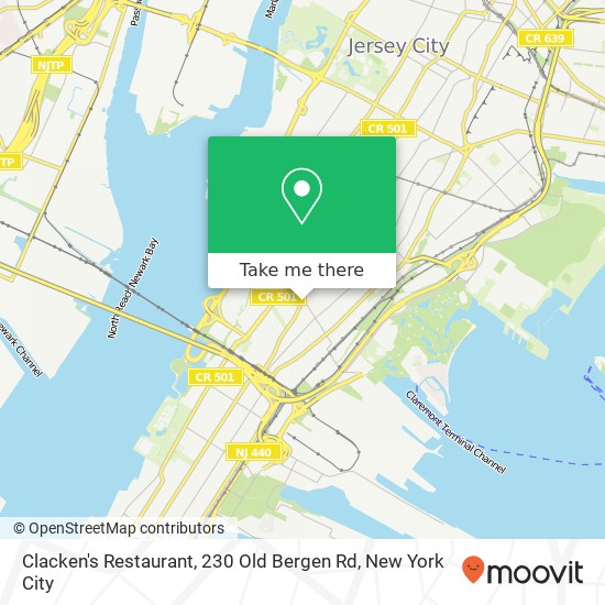 Mapa de Clacken's Restaurant, 230 Old Bergen Rd