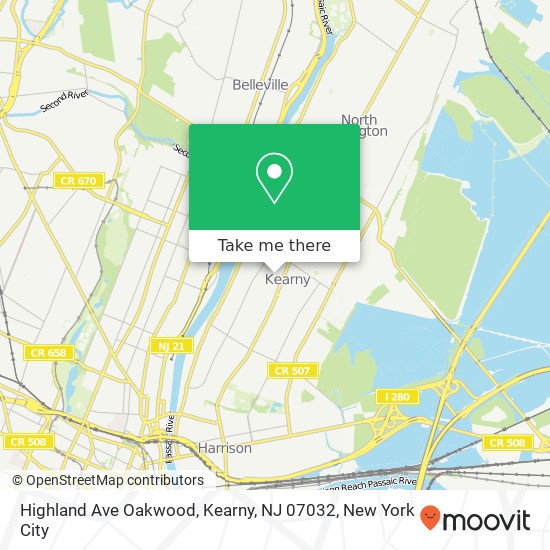 Highland Ave Oakwood, Kearny, NJ 07032 map