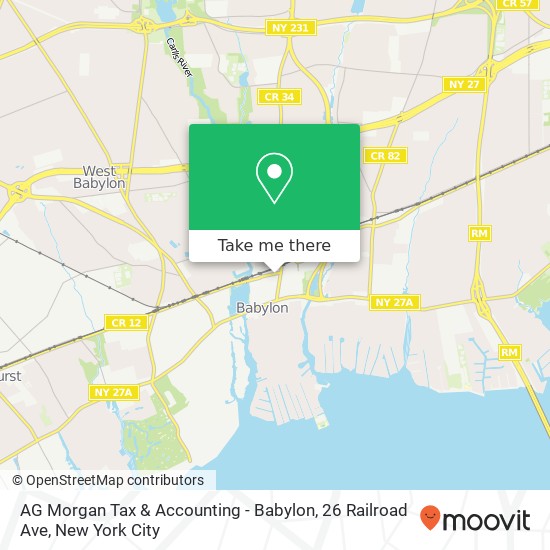 Mapa de AG Morgan Tax & Accounting - Babylon, 26 Railroad Ave