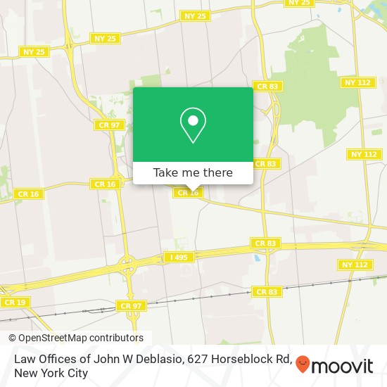 Mapa de Law Offices of John W Deblasio, 627 Horseblock Rd
