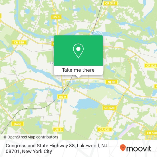Congress and State Highway 88, Lakewood, NJ 08701 map