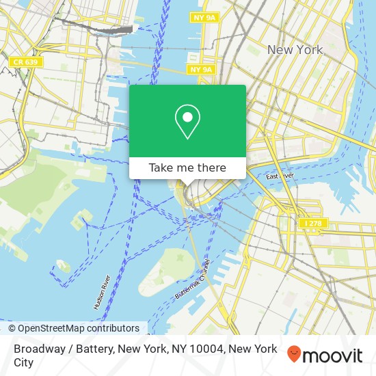 Mapa de Broadway / Battery, New York, NY 10004