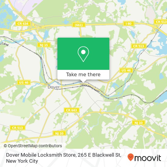 Mapa de Dover Mobile Locksmith Store, 265 E Blackwell St
