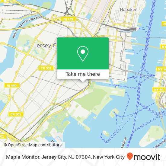 Mapa de Maple Monitor, Jersey City, NJ 07304