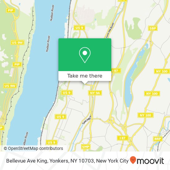 Mapa de Bellevue Ave King, Yonkers, NY 10703