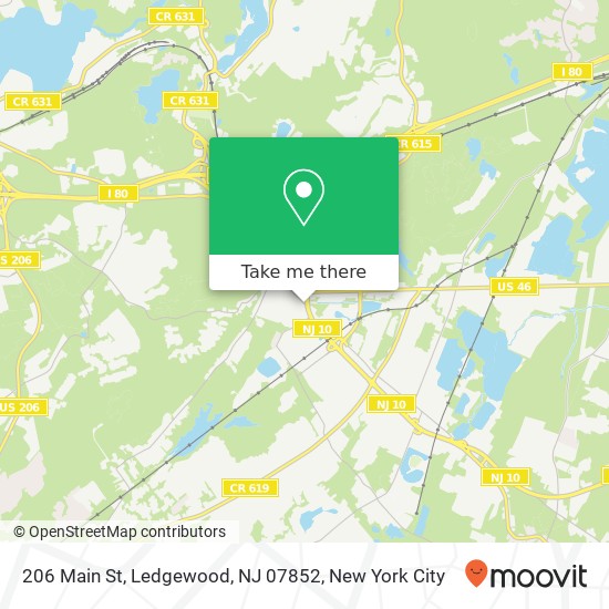 Mapa de 206 Main St, Ledgewood, NJ 07852