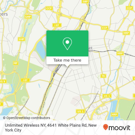 Mapa de Unlimited Wireless NY, 4641 White Plains Rd