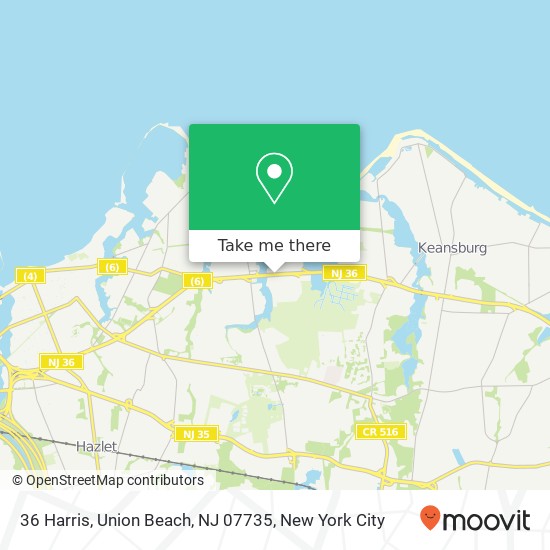 Mapa de 36 Harris, Union Beach, NJ 07735