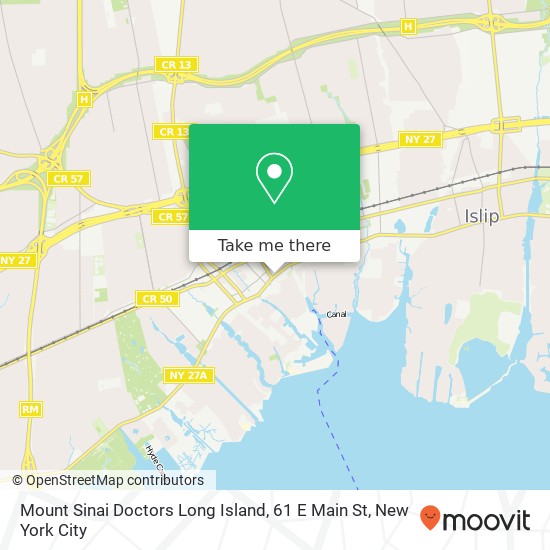 Mapa de Mount Sinai Doctors Long Island, 61 E Main St