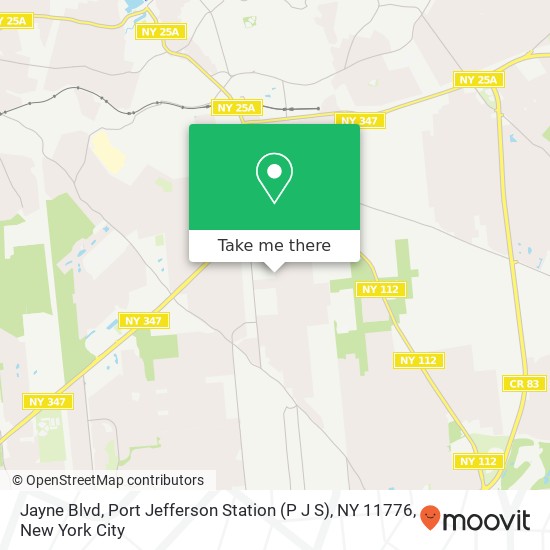 Jayne Blvd, Port Jefferson Station (P J S), NY 11776 map