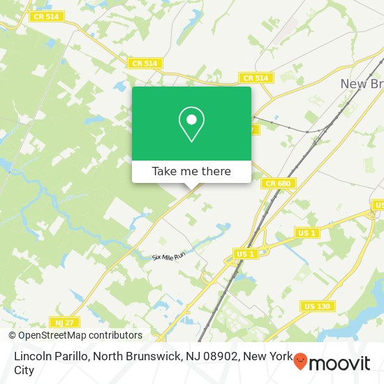 Mapa de Lincoln Parillo, North Brunswick, NJ 08902