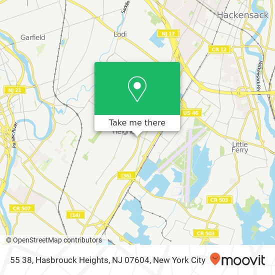 Mapa de 55 38, Hasbrouck Heights, NJ 07604