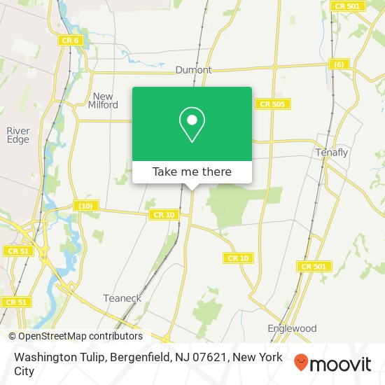 Mapa de Washington Tulip, Bergenfield, NJ 07621