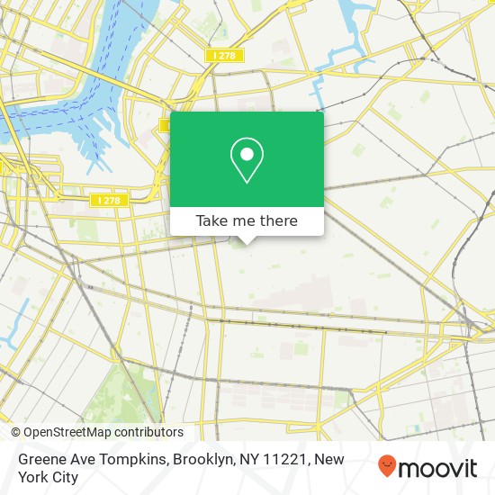 Mapa de Greene Ave Tompkins, Brooklyn, NY 11221