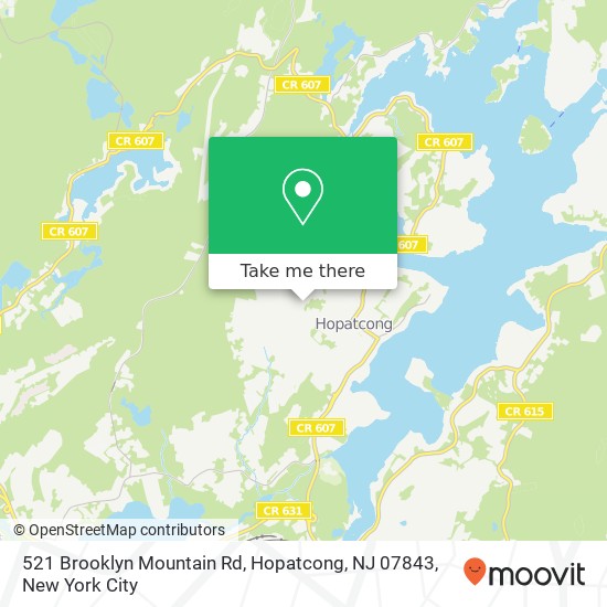 Mapa de 521 Brooklyn Mountain Rd, Hopatcong, NJ 07843