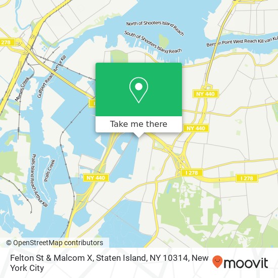 Mapa de Felton St & Malcom X, Staten Island, NY 10314