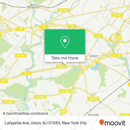 Mapa de Lafayette Ave, Union, NJ 07083