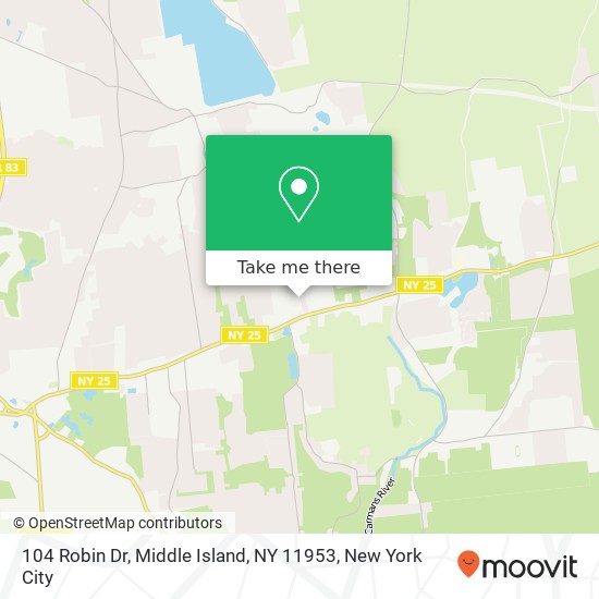 Mapa de 104 Robin Dr, Middle Island, NY 11953