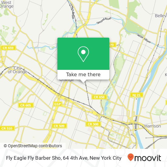 Mapa de Fly Eagle Fly Barber Sho, 64 4th Ave