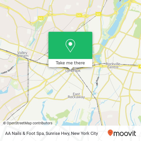 Mapa de AA Nails & Foot Spa, Sunrise Hwy