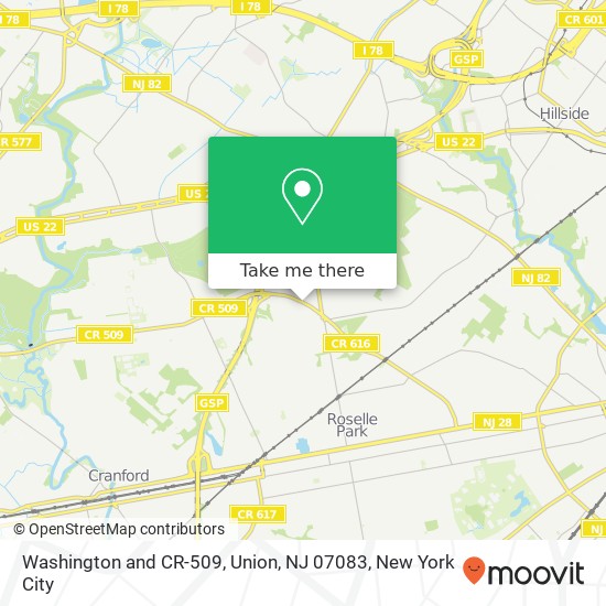 Mapa de Washington and CR-509, Union, NJ 07083