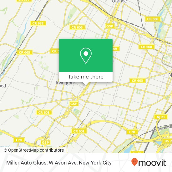 Mapa de Miller Auto Glass, W Avon Ave