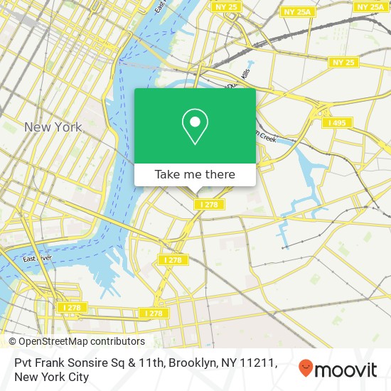Mapa de Pvt Frank Sonsire Sq & 11th, Brooklyn, NY 11211
