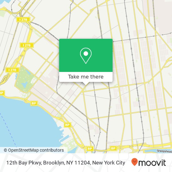Mapa de 12th Bay Pkwy, Brooklyn, NY 11204