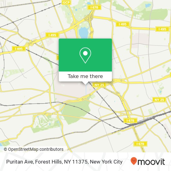 Mapa de Puritan Ave, Forest Hills, NY 11375