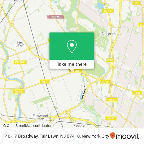 Mapa de 40-17 Broadway, Fair Lawn, NJ 07410