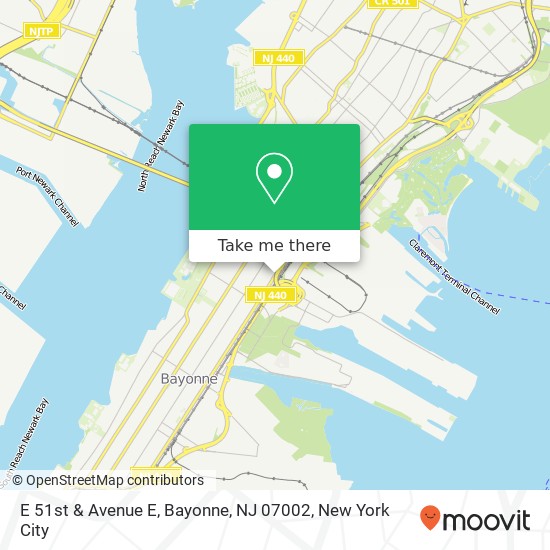 Mapa de E 51st & Avenue E, Bayonne, NJ 07002