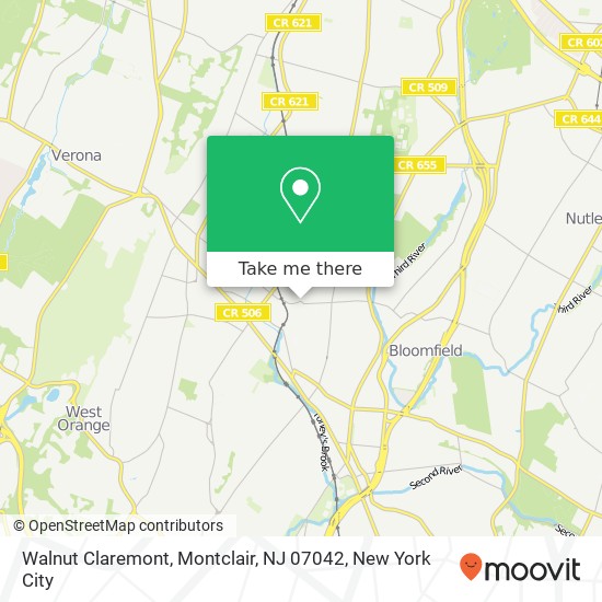 Mapa de Walnut Claremont, Montclair, NJ 07042
