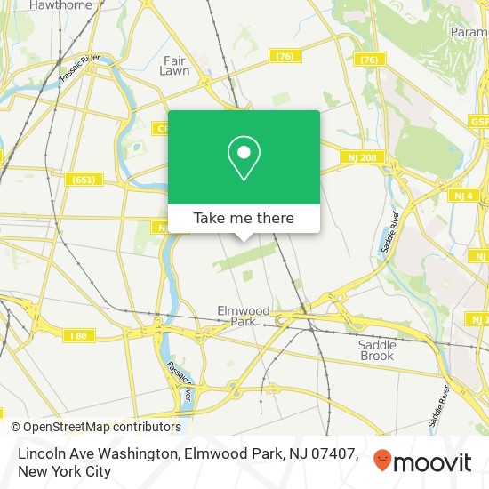Lincoln Ave Washington, Elmwood Park, NJ 07407 map