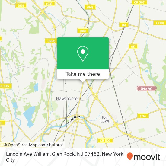 Mapa de Lincoln Ave William, Glen Rock, NJ 07452