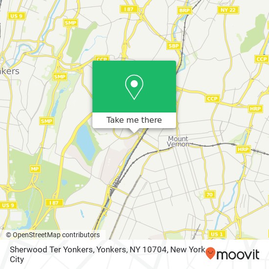 Mapa de Sherwood Ter Yonkers, Yonkers, NY 10704