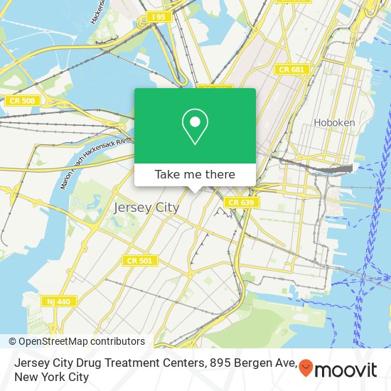 Mapa de Jersey City Drug Treatment Centers, 895 Bergen Ave