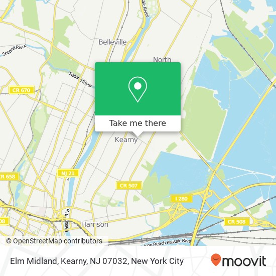 Mapa de Elm Midland, Kearny, NJ 07032