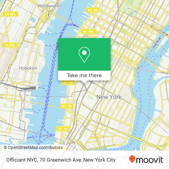 Mapa de Officiant NYC, 70 Greenwich Ave