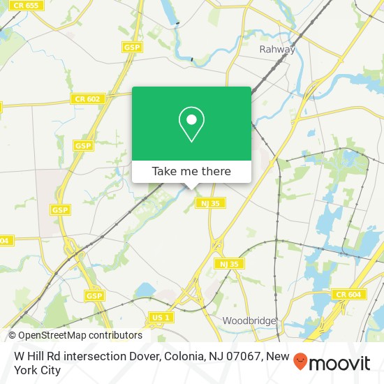 W Hill Rd intersection Dover, Colonia, NJ 07067 map