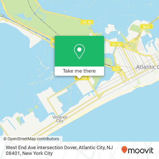 Mapa de West End Ave intersection Dover, Atlantic City, NJ 08401