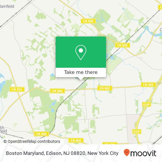 Mapa de Boston Maryland, Edison, NJ 08820