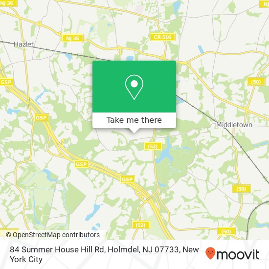 Mapa de 84 Summer House Hill Rd, Holmdel, NJ 07733