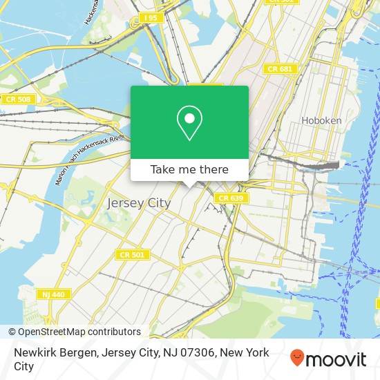 Mapa de Newkirk Bergen, Jersey City, NJ 07306