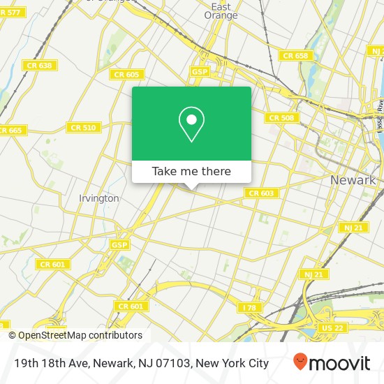 Mapa de 19th 18th Ave, Newark, NJ 07103