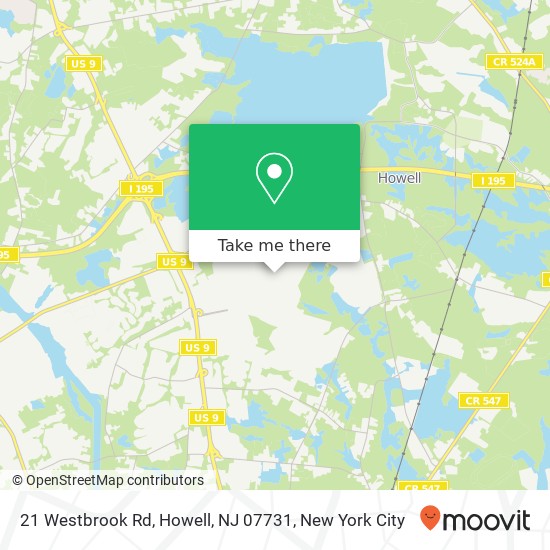 Mapa de 21 Westbrook Rd, Howell, NJ 07731